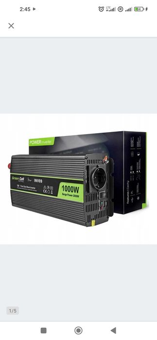Инвертор GreenCell 12 v 230v, 1000/2000w Чистий сінус