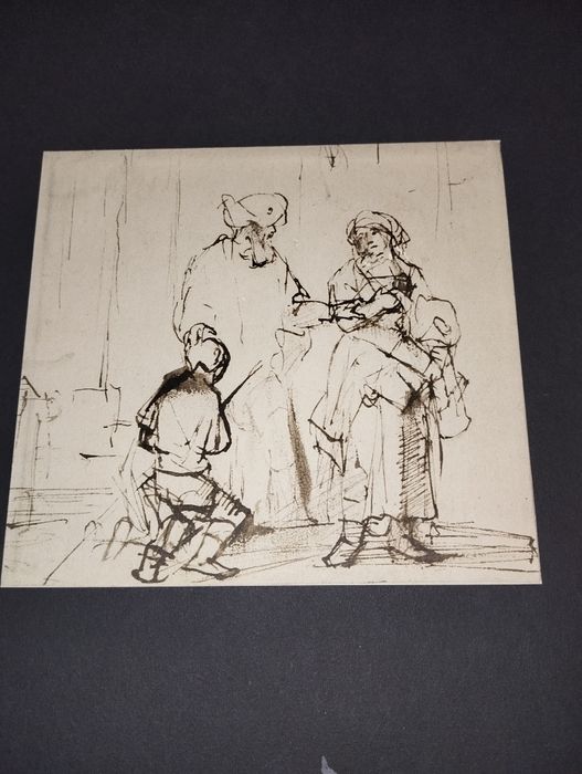 Faksymila grafiki Wygnanie Hagar Rembrandt Reichsdruckerei Berlin