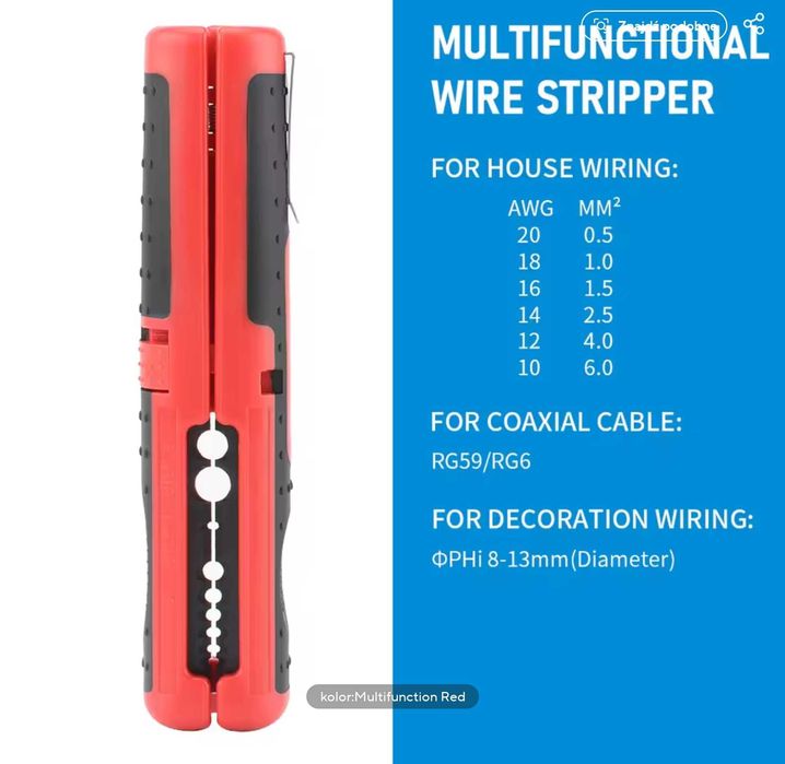 Ściągacz Do Izolacji Kabli Przewodów SZCZYPCE