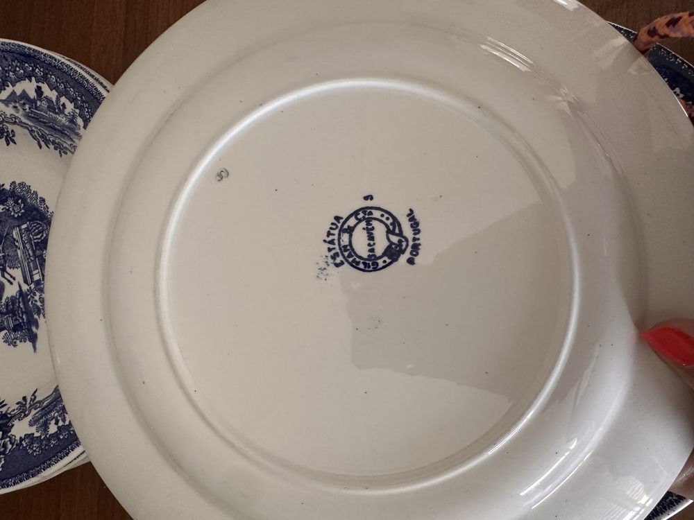Conjunto de 6 pratos de sopa e rasos da loica de Sacavem