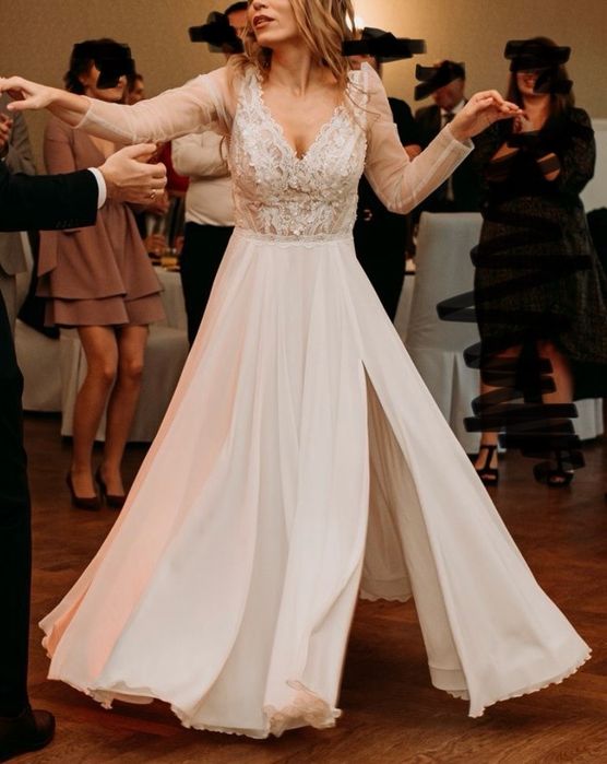 Suknia ślubna Madonna długi rękaw rozmiar 34/36