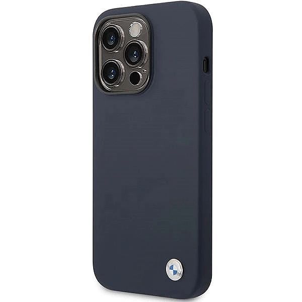 Etui Bmw Silicone Metal Logo na iPhone 14 Pro Max - granatowe