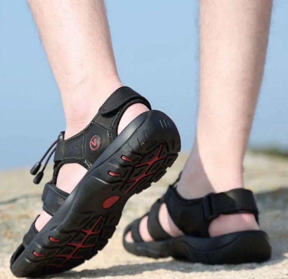 Sandały sportowe trekingowe lekkie męskie czarne wodoodporne