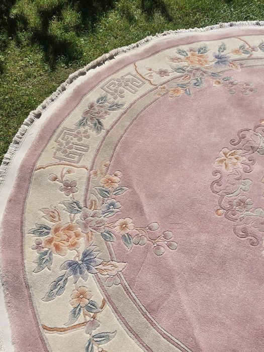 Okrągły Chiński dywan - Rękodzieło z czystej wełny - Śliczny śr 230 cm