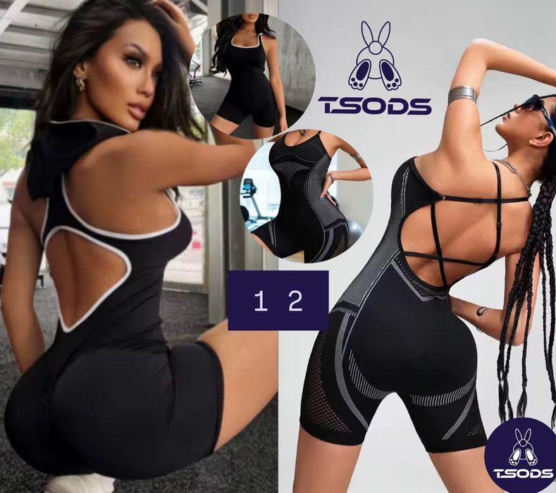 Спорт комбінезон жіночій комбез з шортами пуш-ап чорний новий см сітка