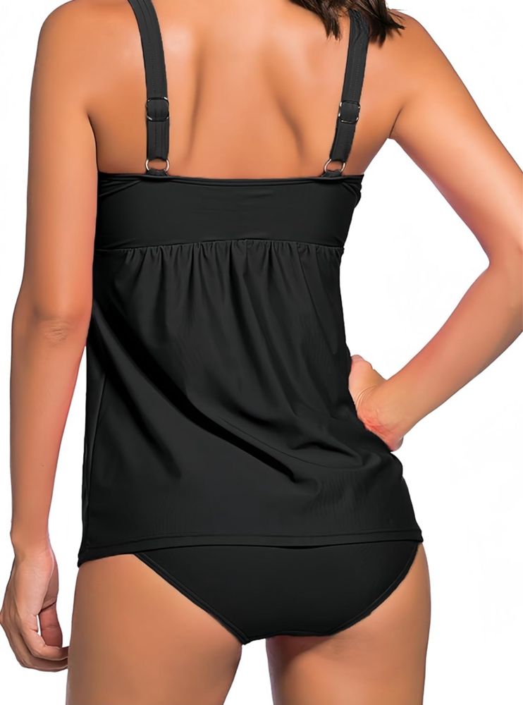 Piękny Strój Kąpielowy Tankini Dwuczęściowy z Regulowanymi Paskami 3XL