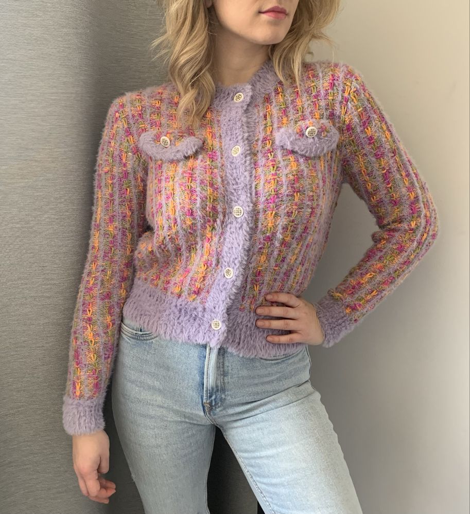 Shein wielobarwny sweterek kardigan oldmony wiosenny spring vibe M