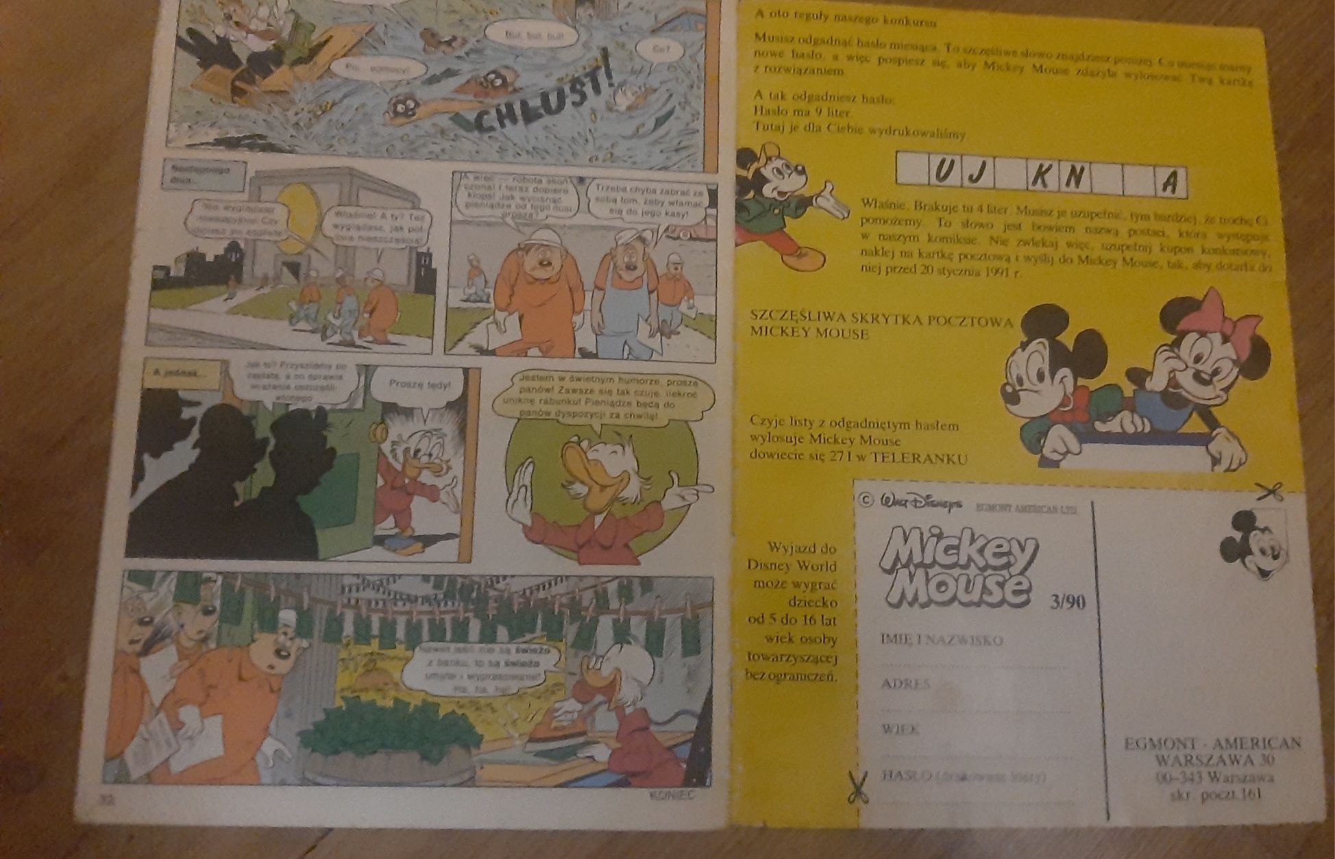 Komiks z 1990 roku Mickey Mouse Wersja Polska