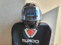 Kask motocyklowy szczękowy Ispido - czarny/błysk XL