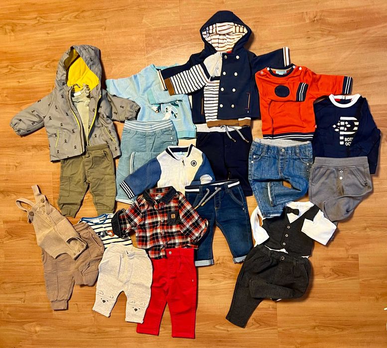 Komplet ubranek, r. 68, 105 szt. TANIEJ NIŻ W SECOND HAND, < 5zł/szt.