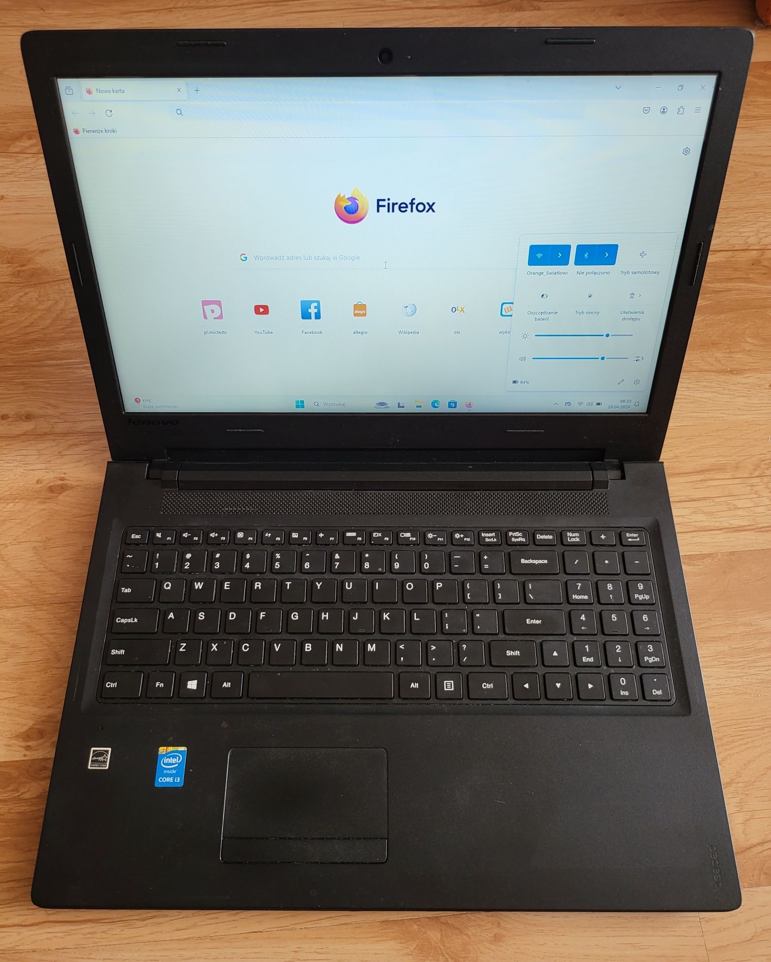 Lenovo 100-15ibd i3 5005 8GB DDR3 SSD 120GB Win11