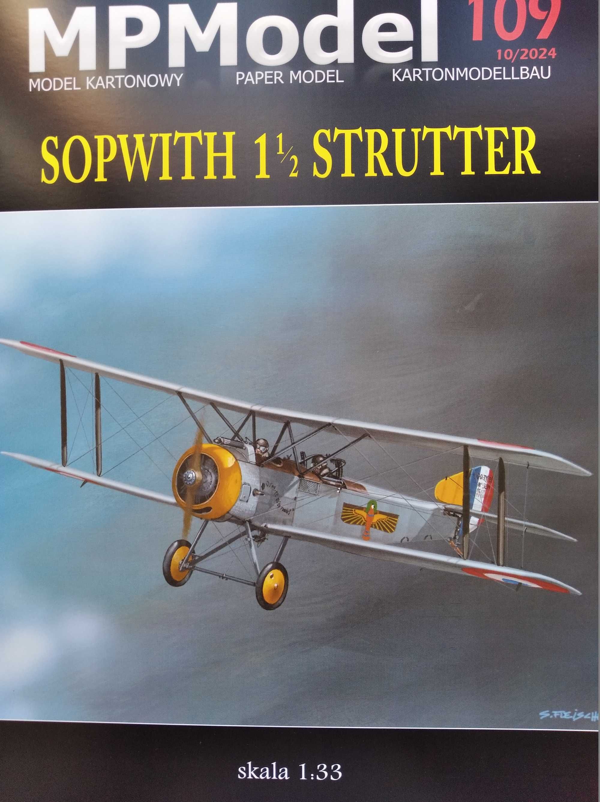 Model kartonowy samolot Sopwith 1 1/2 Strutter 1:33