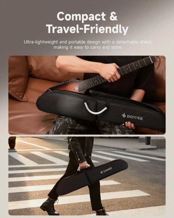 Donner HUSH-I Gitara elektroakustyczna z pokrowcem, słuchawkami