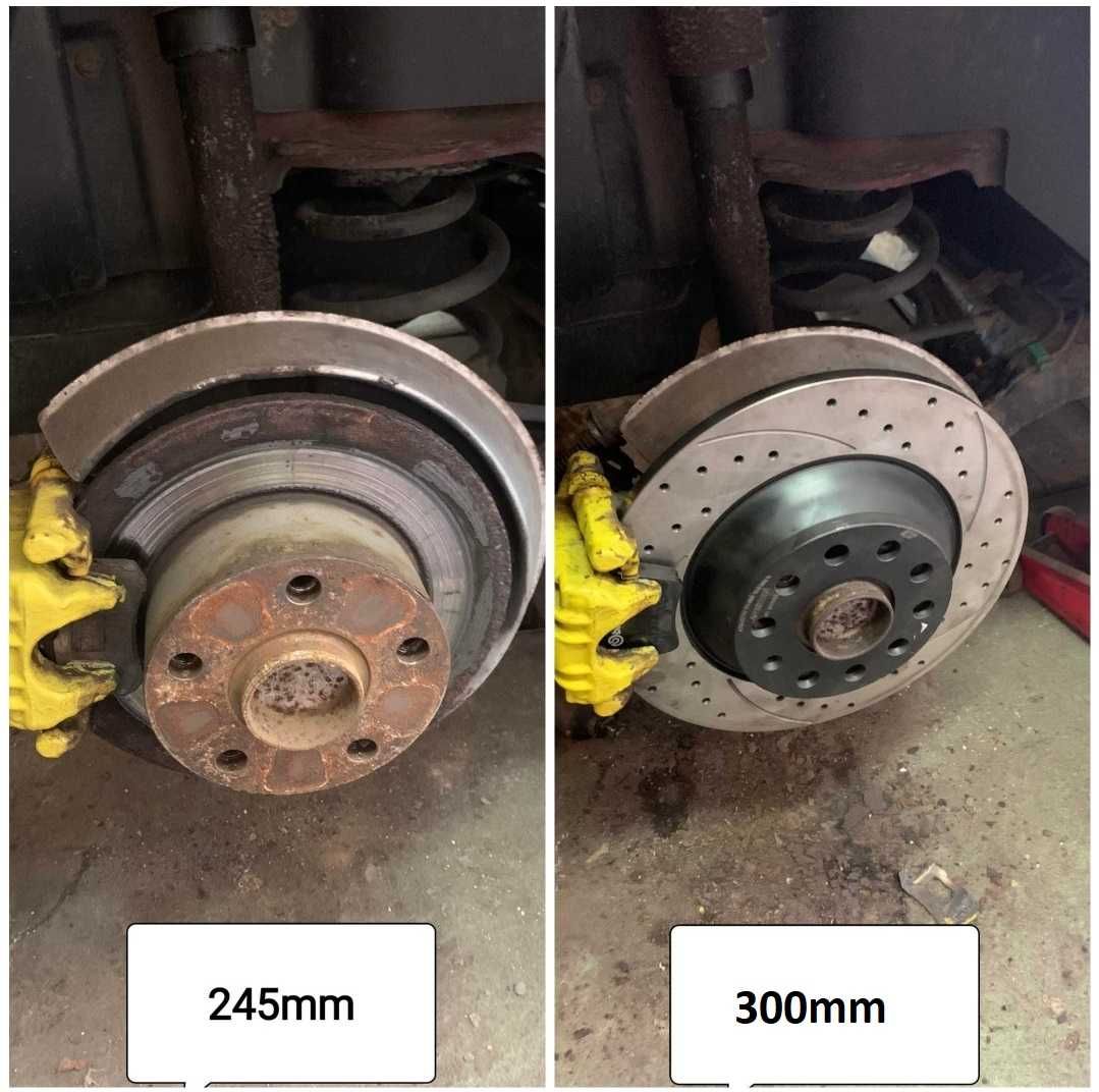 Adaptery hamulcowe tył Audi A6 C5 Quattro 255x10 -> 300x12 swap bbk