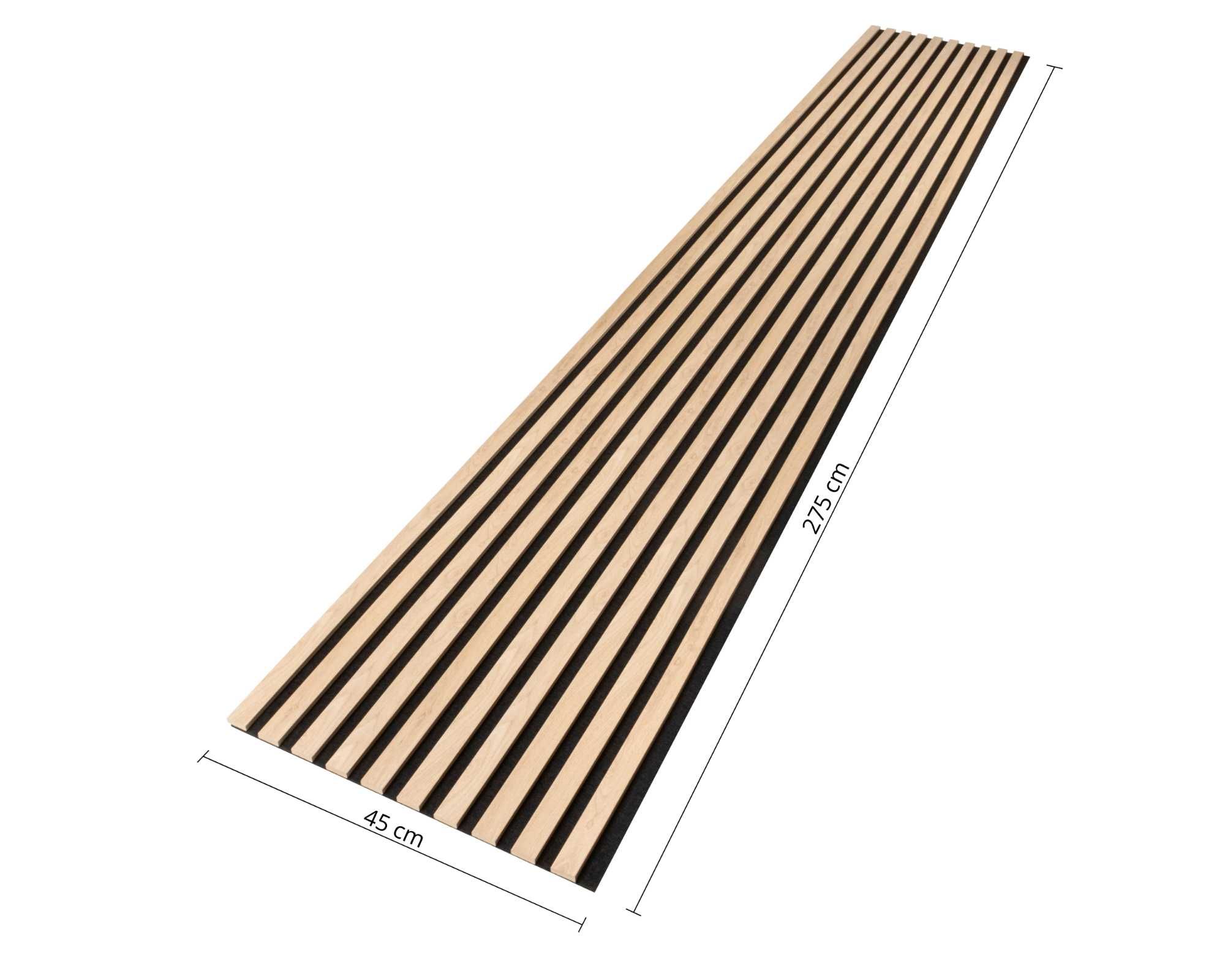 Lamele ścienne akustyczne 275x45 cm na czarnym filcu Dąb Santa