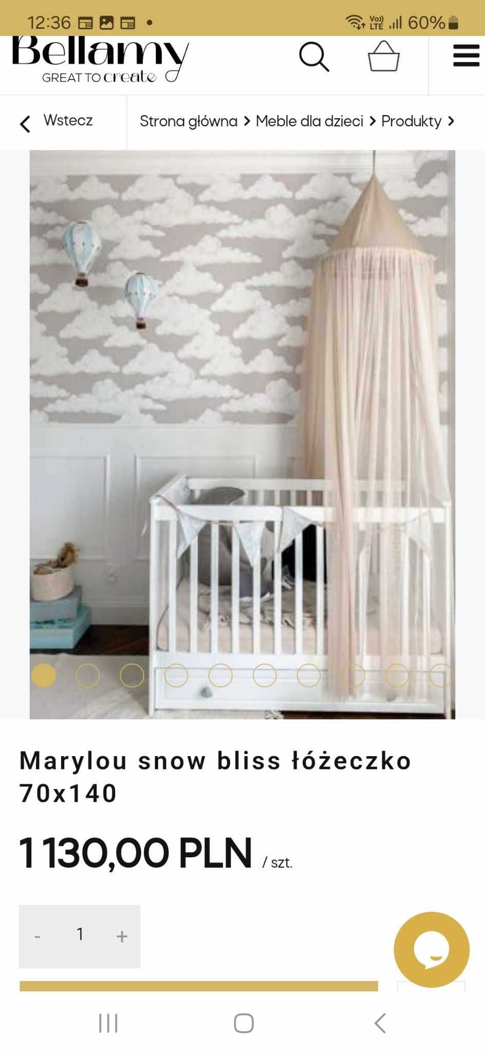 Łóżeczko Bellamy Marylou 140x70 z materacem. Promocyjna cena -25%