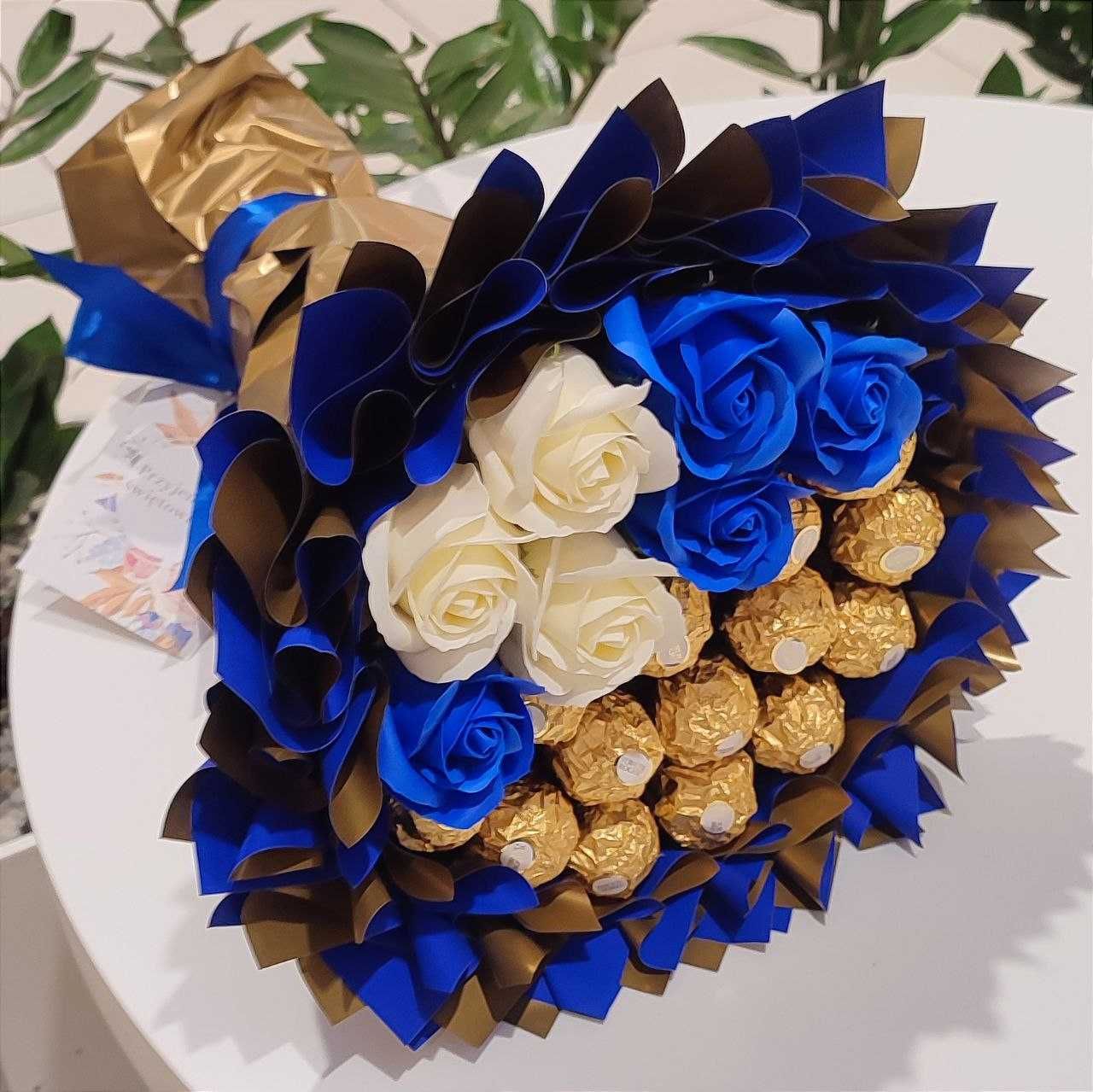 Bukiet na Prezent Ferrero róże mydlane Rocznica Ślub Urodziny Imieniny