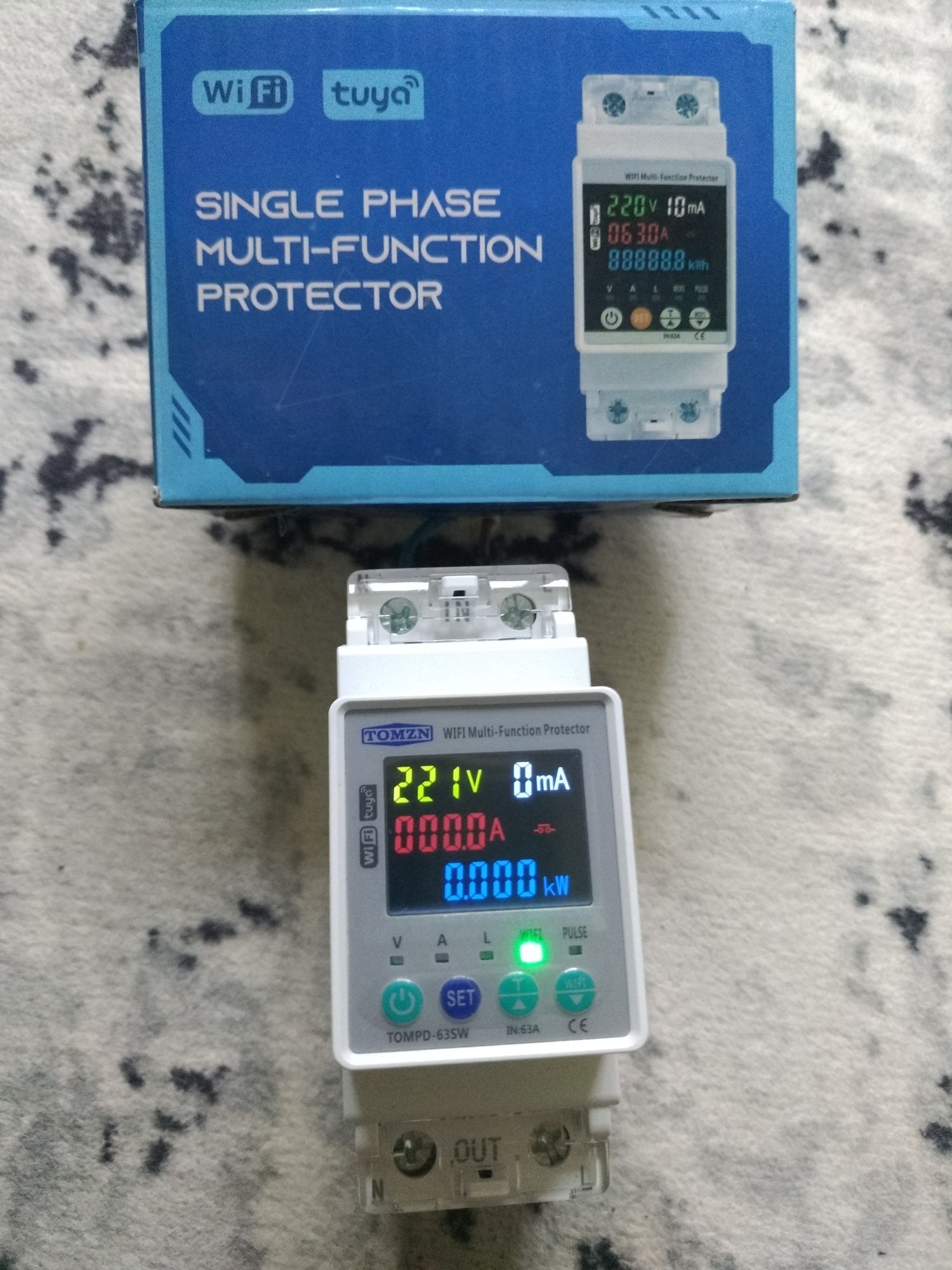 Мультифункциональное WiFi реле TOMZN TOMPD-63SW, счетчик, таймер, УЗО