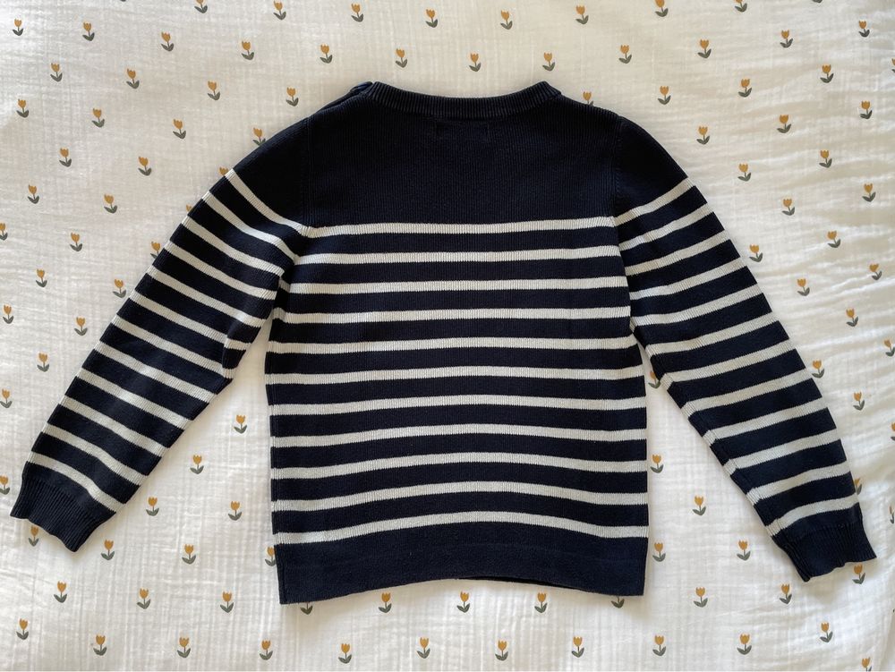Camisola de malha às riscas navy (8 anos)
