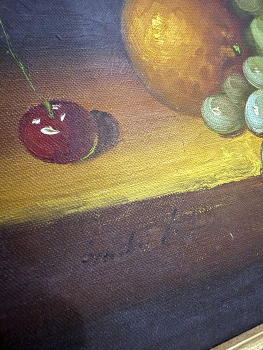 Szwajcaria Obraz olejny na płótnie antyczny ANTYK Martwa Natura Owoce