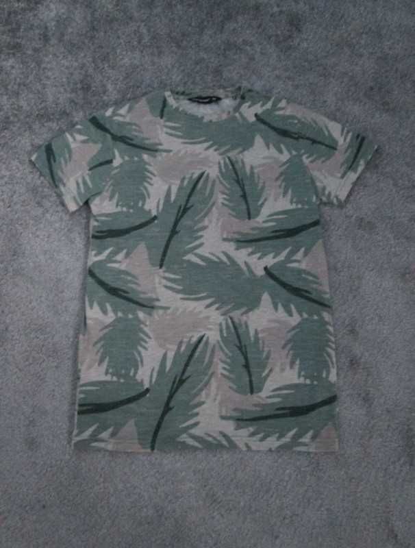 Bawełniana koszulka t-shirt w zielone liście