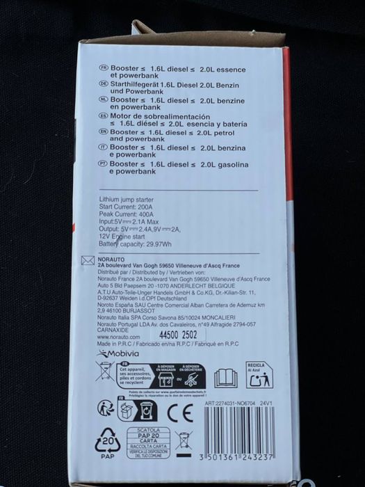 NOVO Booster 400 12 V - 8000 mAh/400 A