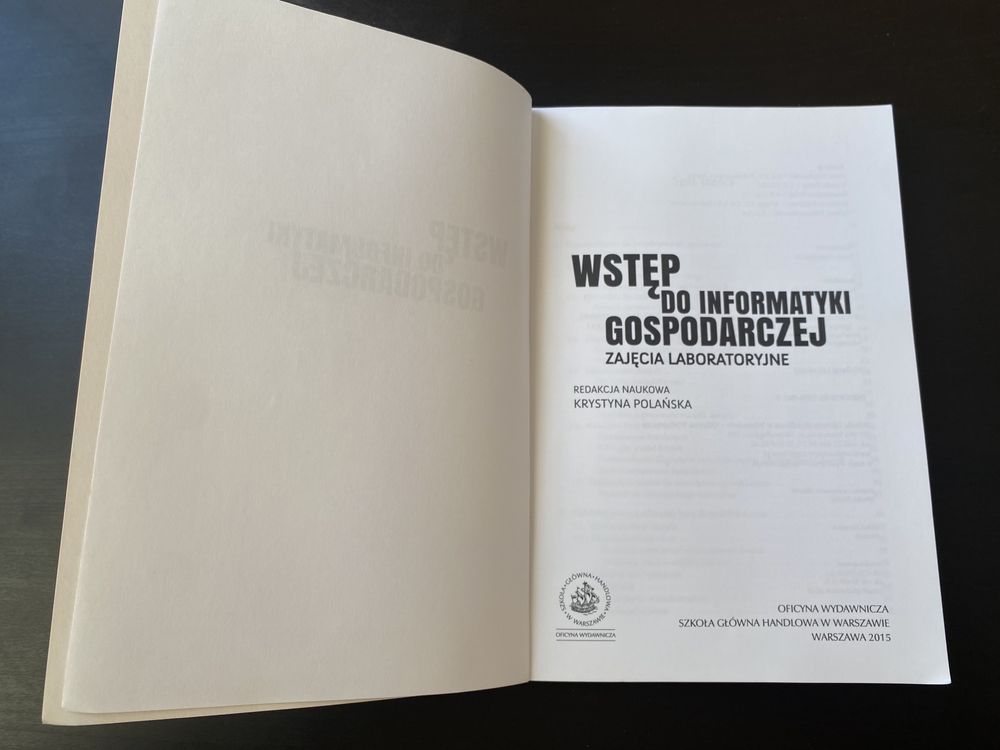 Podręcznik ”Wstęp do informatyki gospodarczej” SGH  K. Polańska