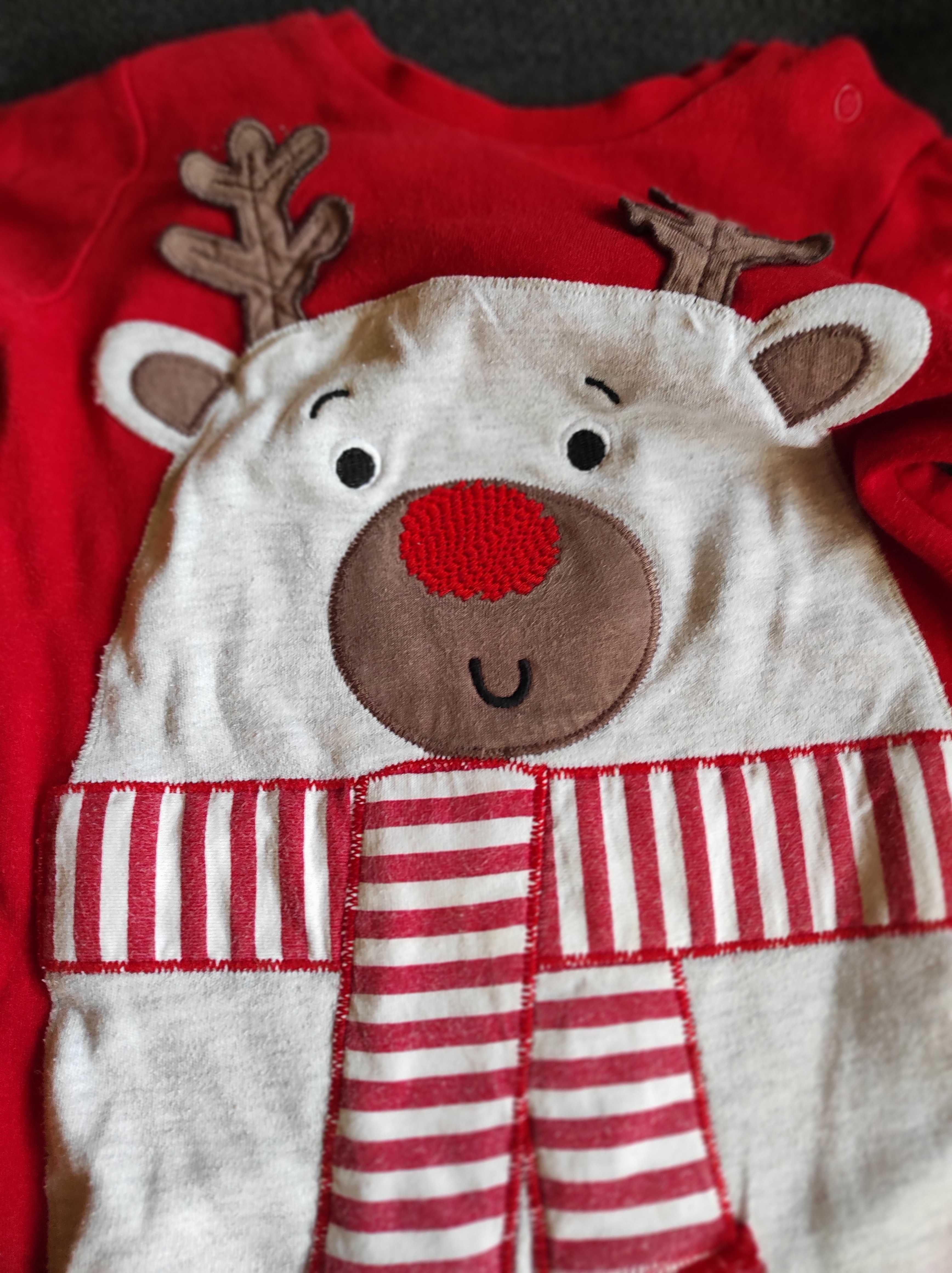 F&F Śliczny pajacyk świąteczny piżamka renifer rozmiar 80