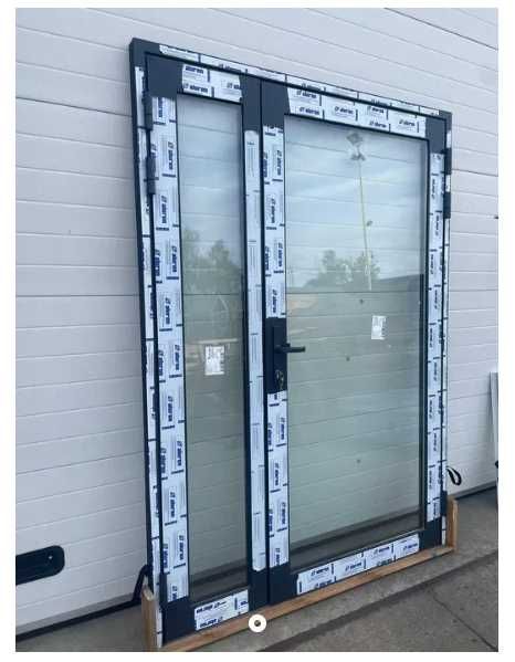 Drzwi aluminiowe przeszklone dwuskrzydłowe 1500 x 2100 - producent