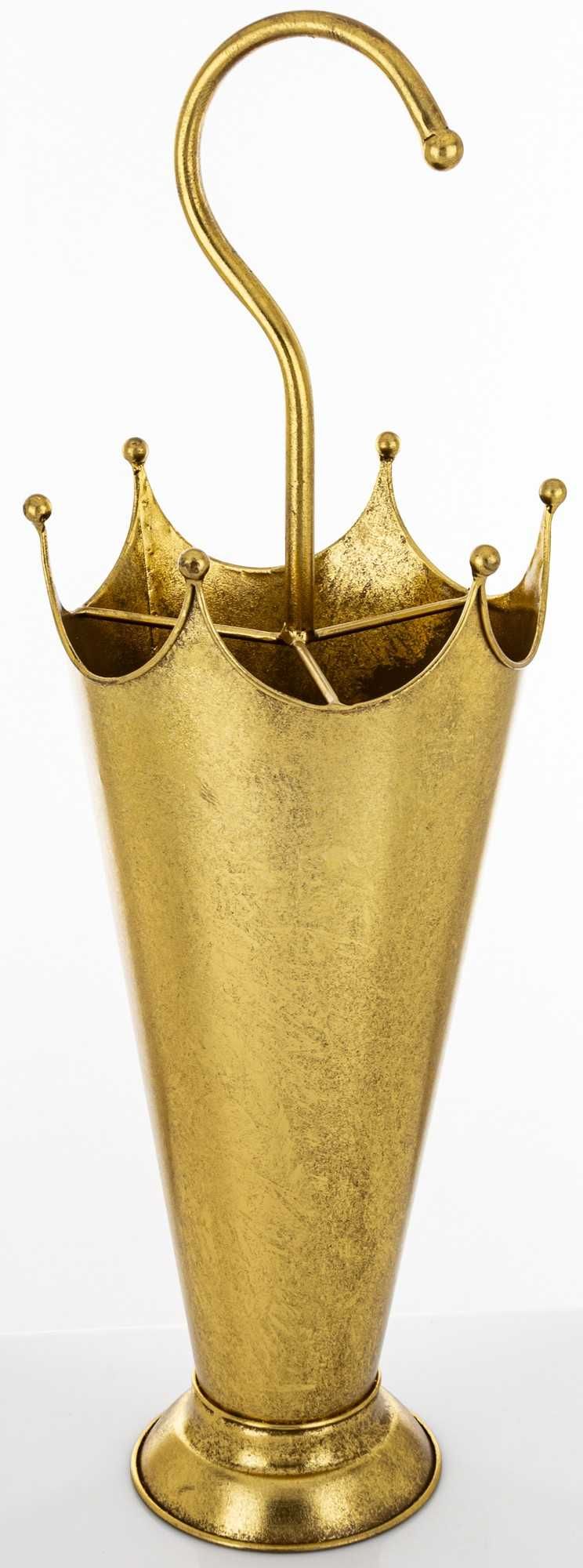 Parasolnik Stojak Na Parasole Złoty Antyczny Retro Loft Metal 164797
