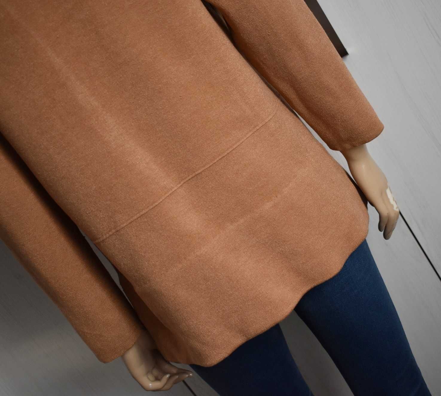 Sweter kardigan M L 38 narzutka elegancki marynarka blazer karmelowy