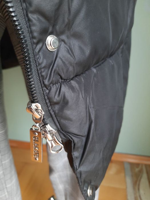 Kurtka płaszcz L/XL czarna z kapturem zima święta elegancka klasyczna