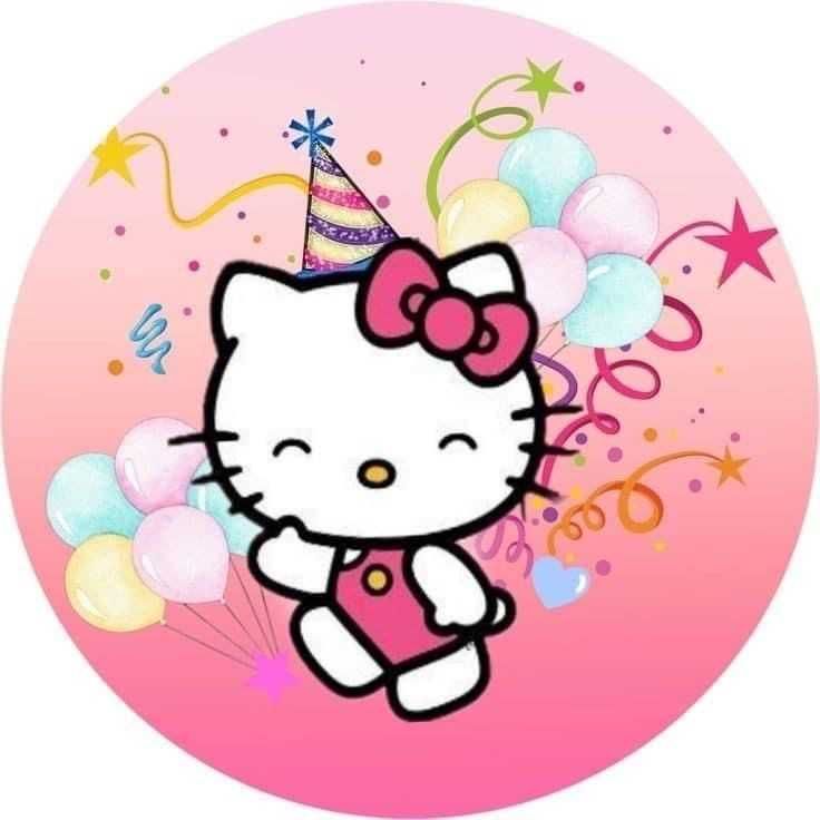 Opłatek na tort Urodziny Hello Kitty Kot