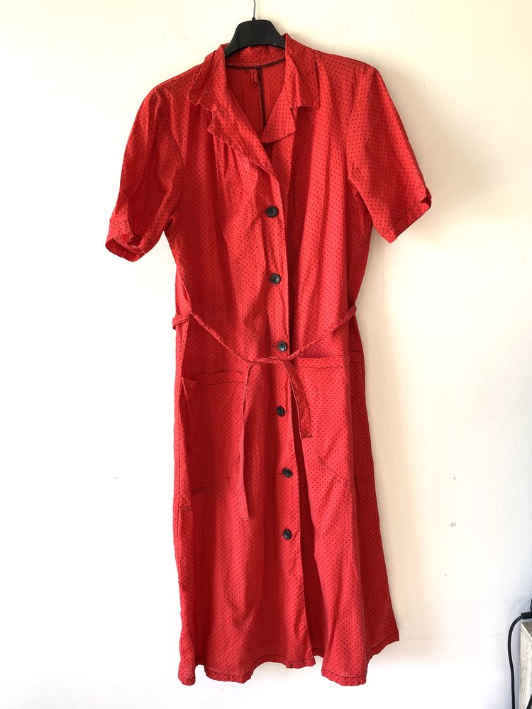 Bawelniana sukienka midi vintage szmizjerka