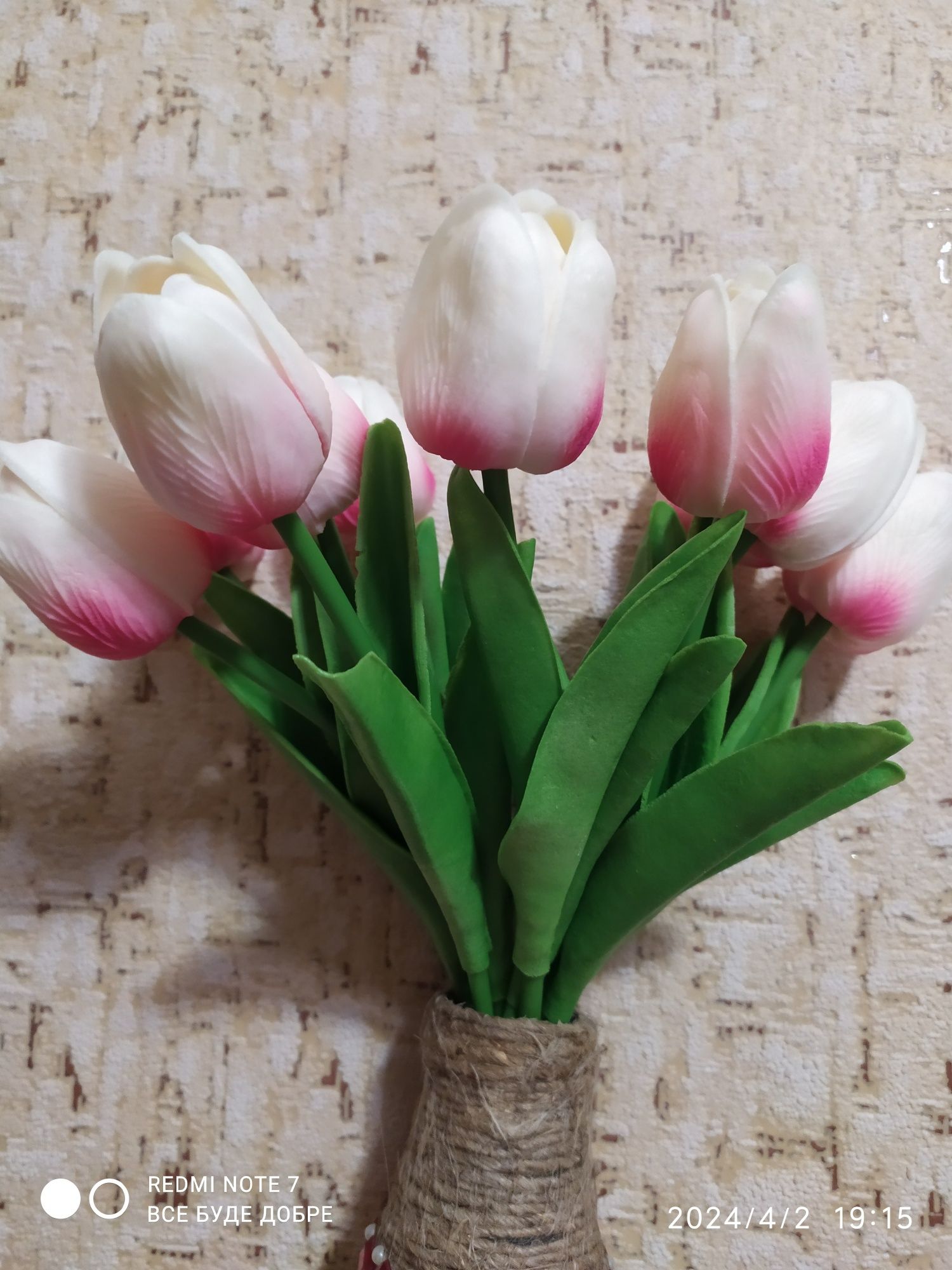 Нові штучні квіти тюльпанів білі біло рожеві сині блакитні