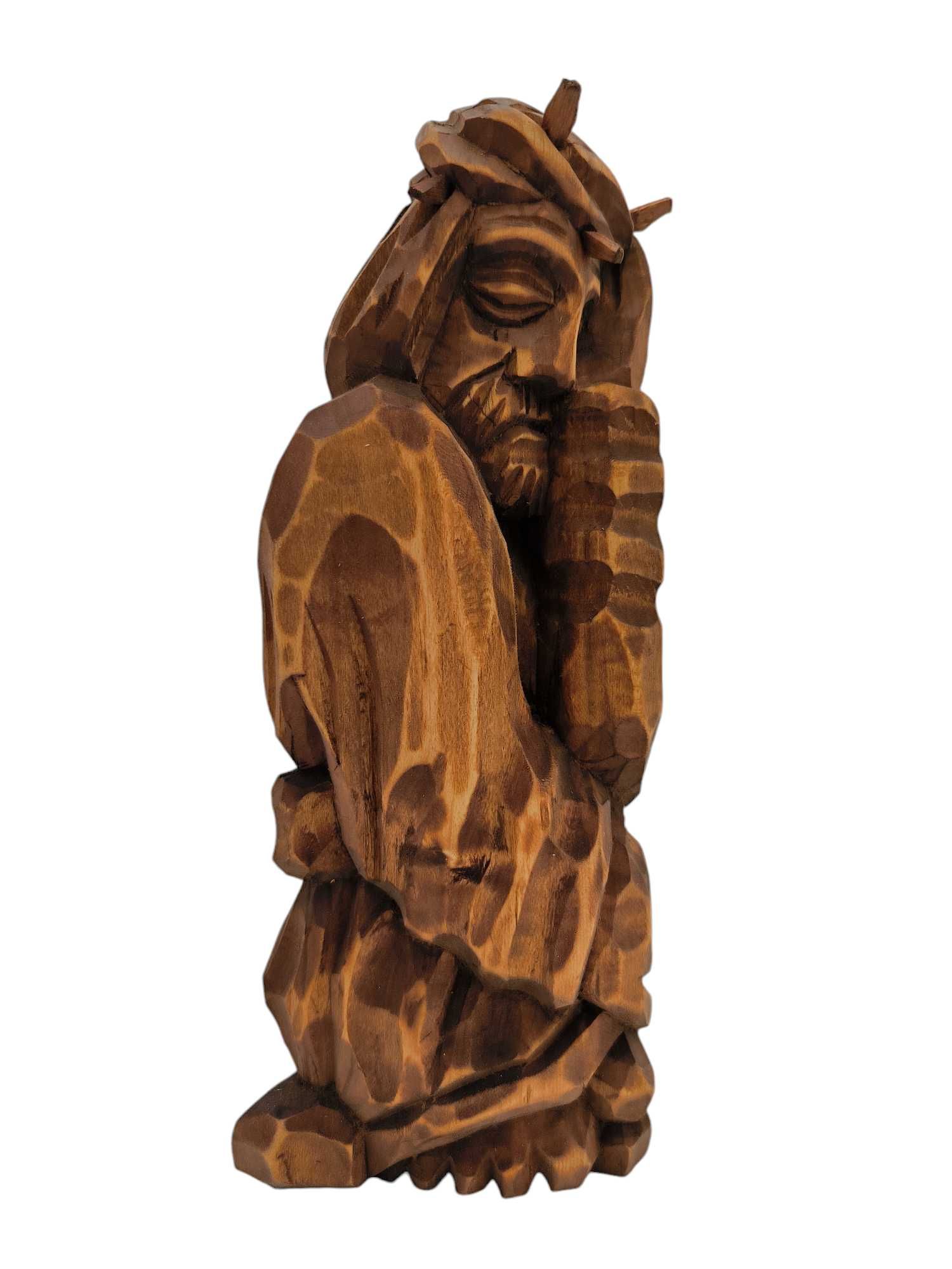 Rzeźba Jezus Chrystus Frasobliwy 25 cm Jasny Brąz Lewa Dłoń