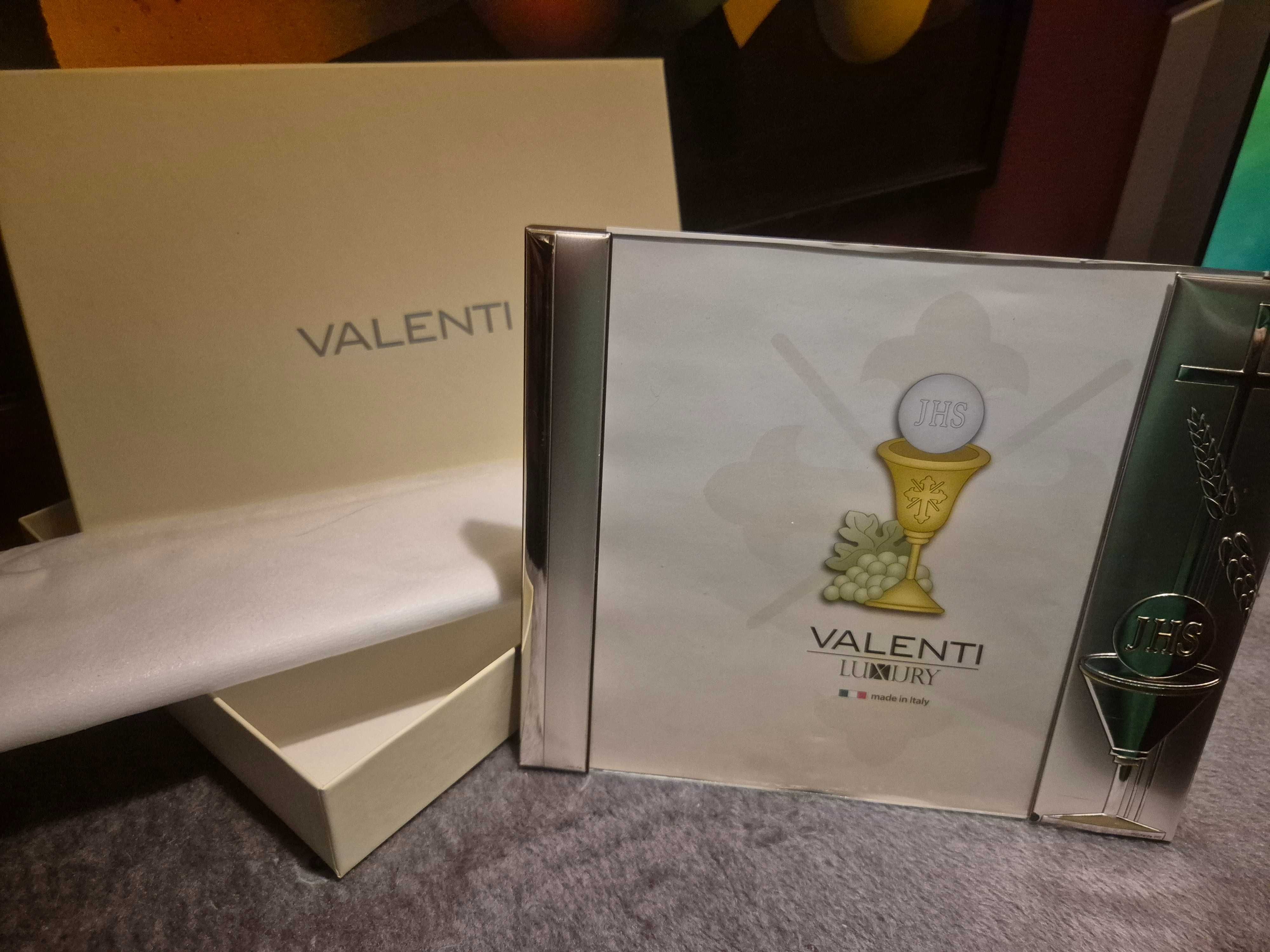 Srebrna ramka VALENTI na zdjęcie, Chrzest + pudełko na życzenia