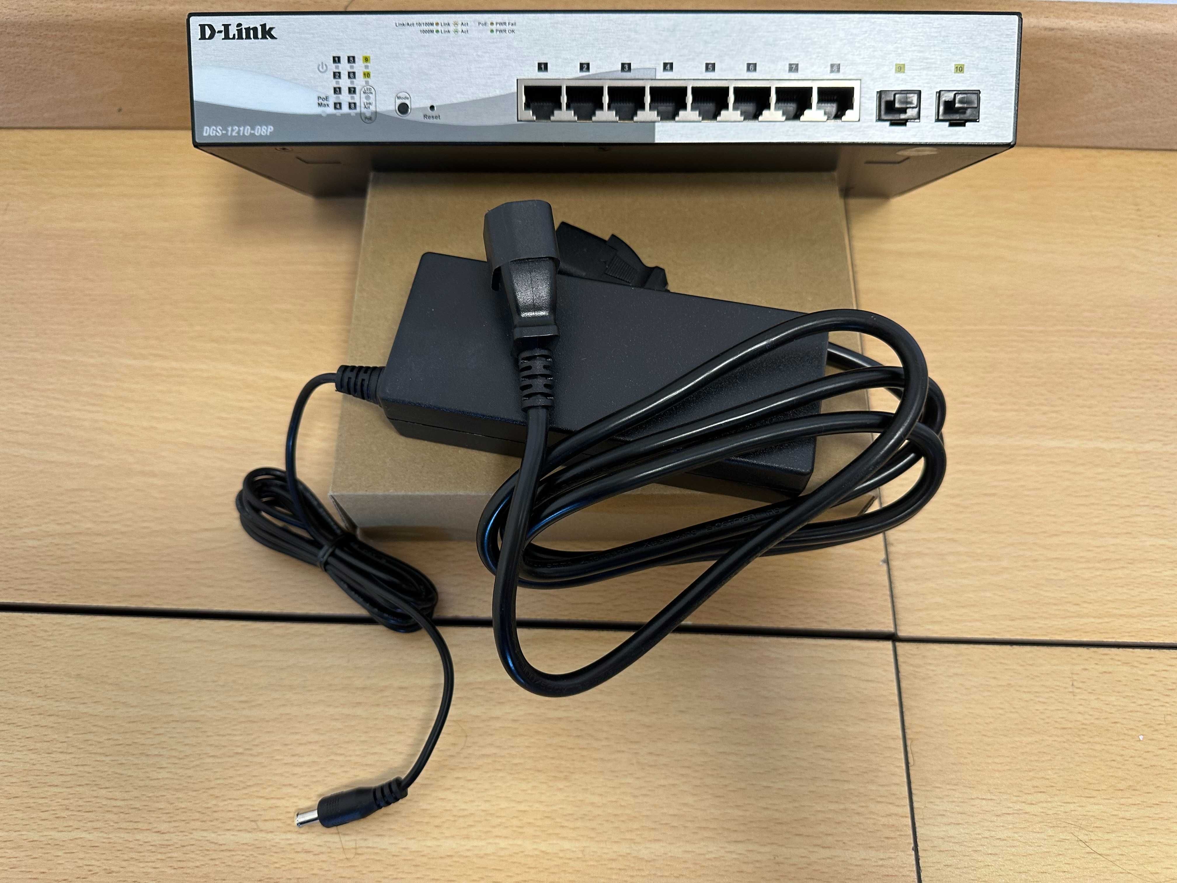 Switch D-Link DGS-1210-08P, com Gestão Inteligente 8 portas Ethernet