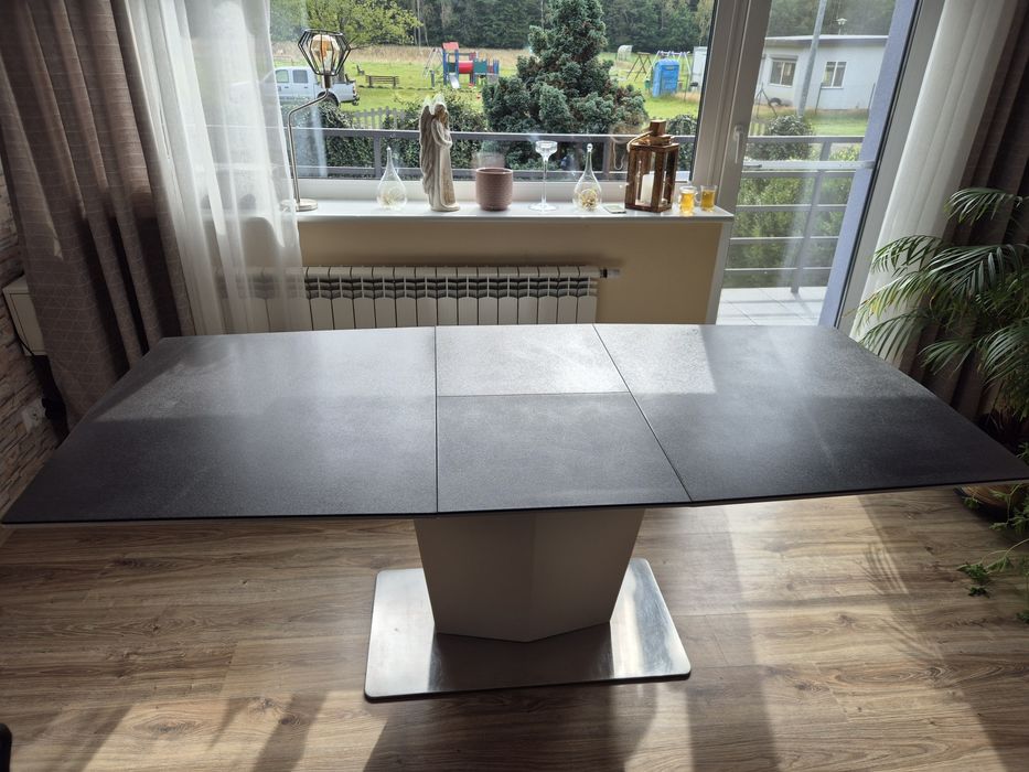 Stół szklany rozkładany 160(210)/95 + 6 krzeseł