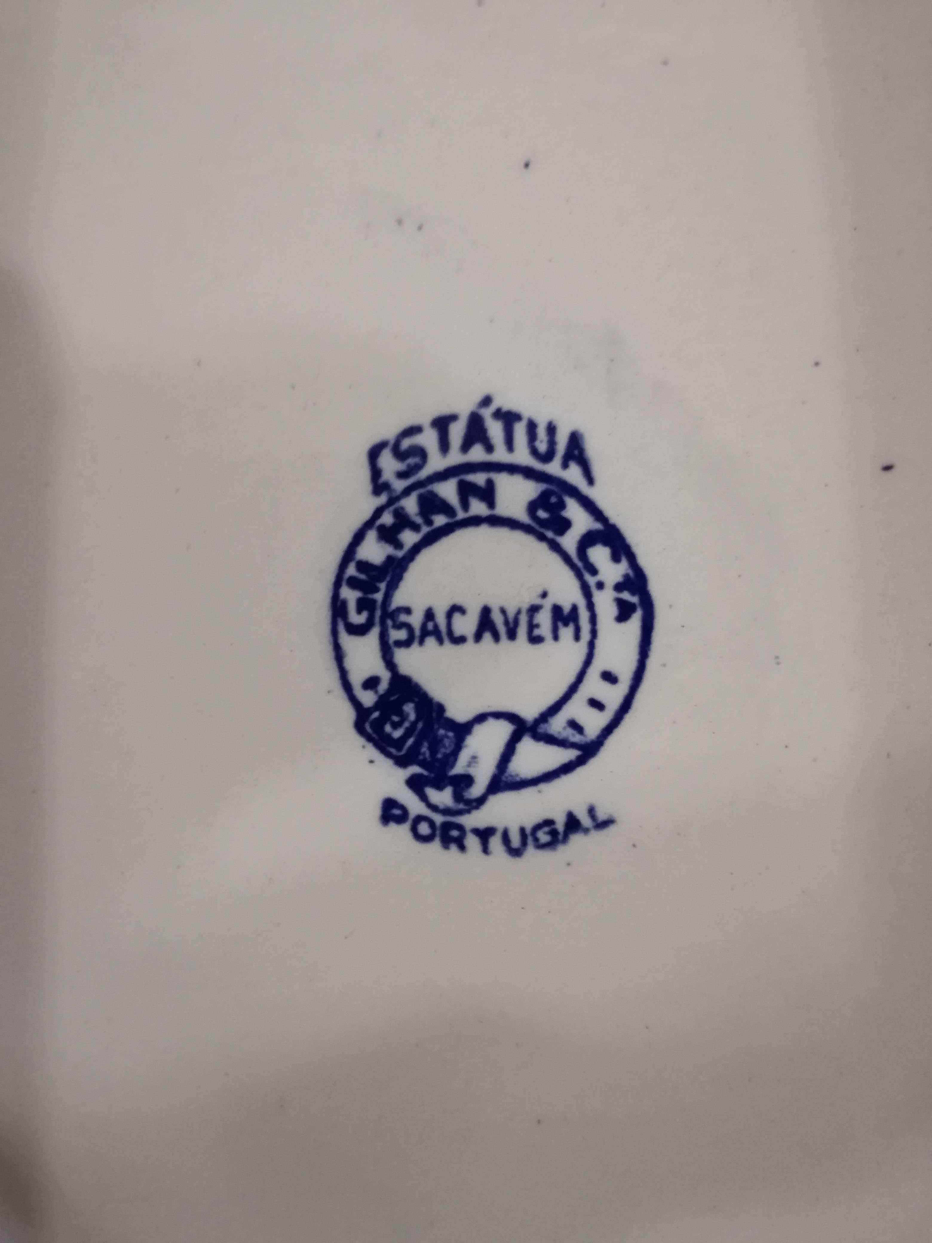 12 Pratos Loiça Sacavém Motivo Estátua Cor Azul (21 Cm)-Preço Conjunto