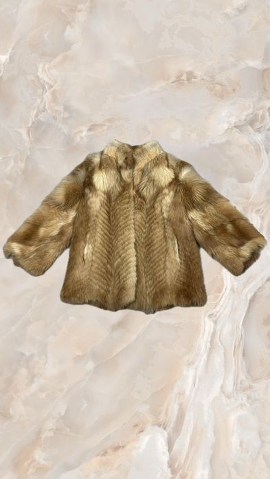 Futro z norek bezowe damskie 42 l vintage prl retro krótkie kurtka