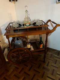 Mesa carro de bebidas bar vintage madeira