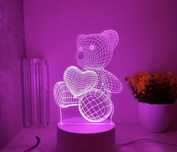 Lampka nocna 3D Miś i Serduszko