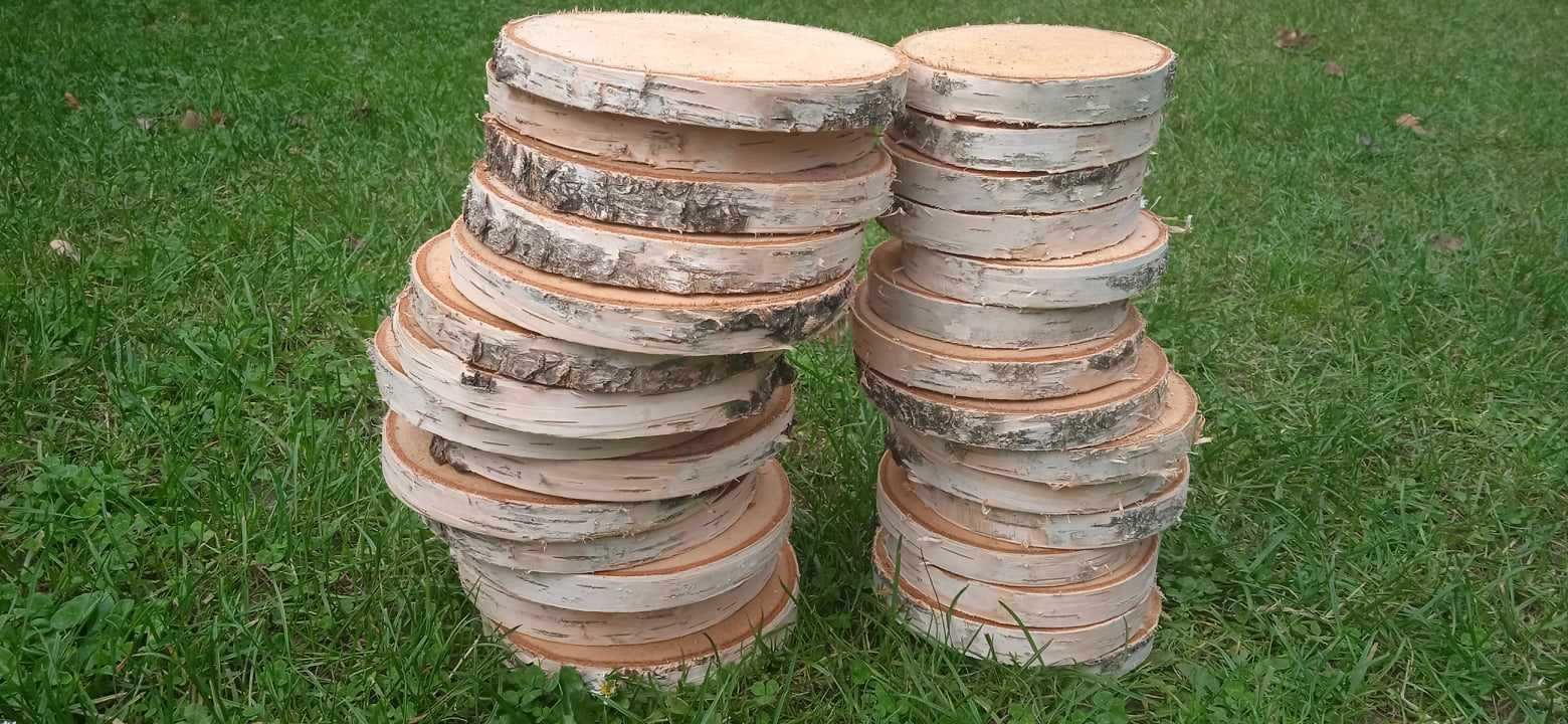 Plastry drewna, 30 sztuk, 8-15 cm, krążki drewniane, brzozowe