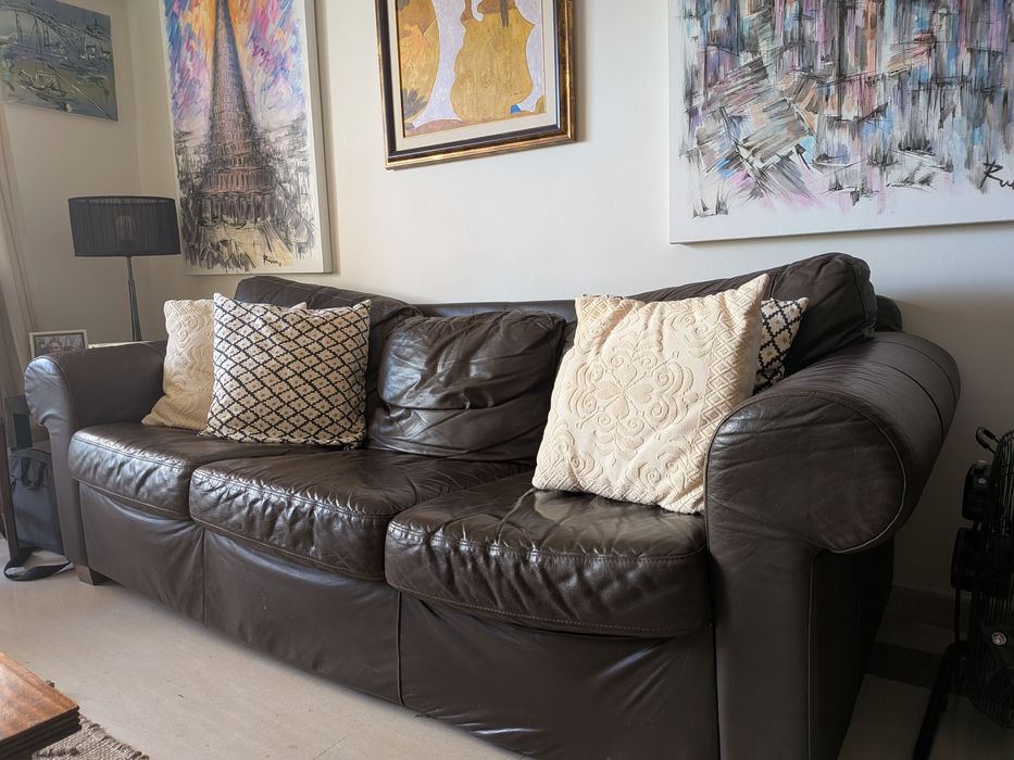 Sofá de pele de 3 lugares