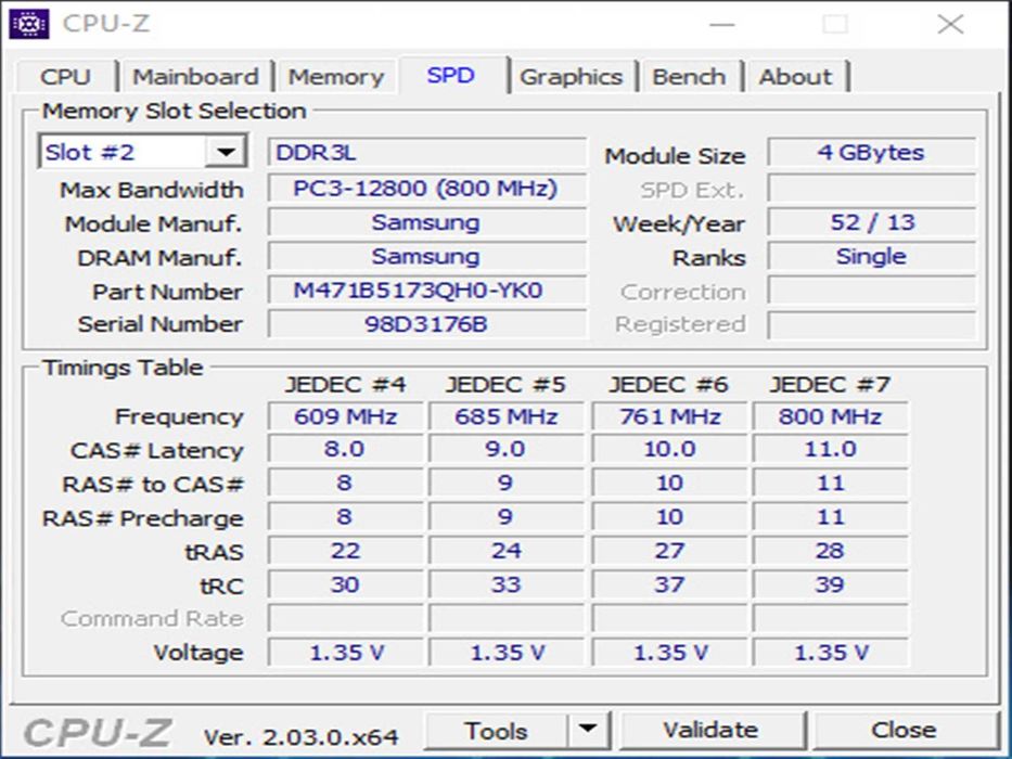 DDR3 8GB 12800 Samsung L