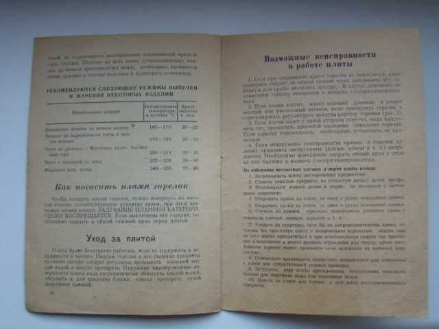 Паспорт и инструкция по эксплуатации газовой плиты ПГ2-1 -Львов, 1967г