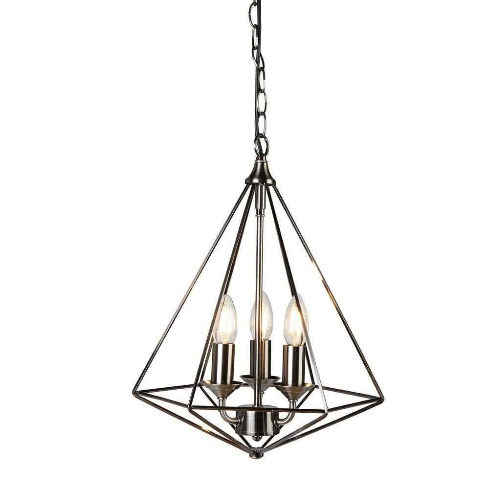 Lampa wisząca SEARCHLIGHT DIAMOND 3, nikiel, farmhouse, loft, diament