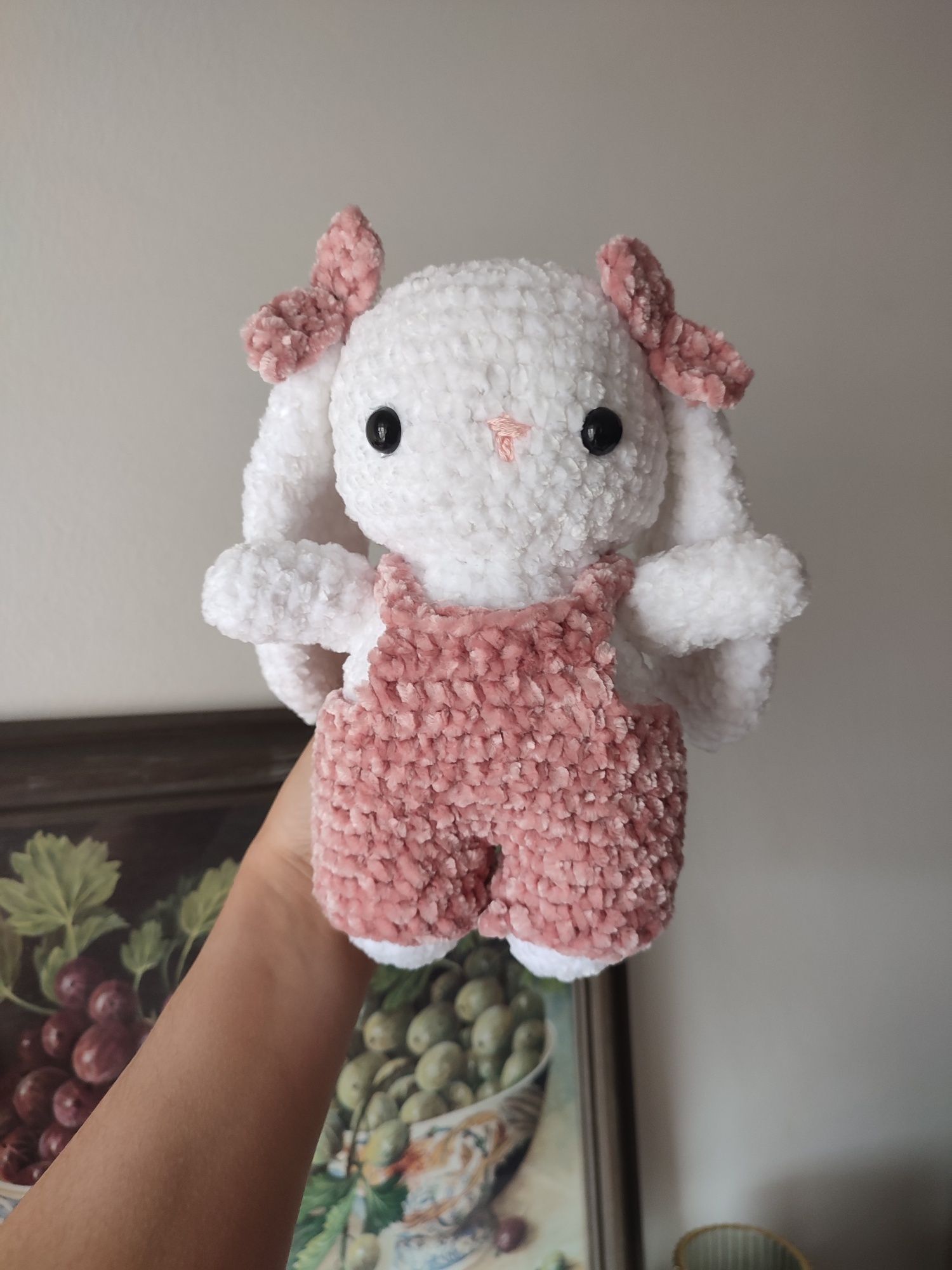 Peluche coelho crochê / crochet amigurumi rosa e branco