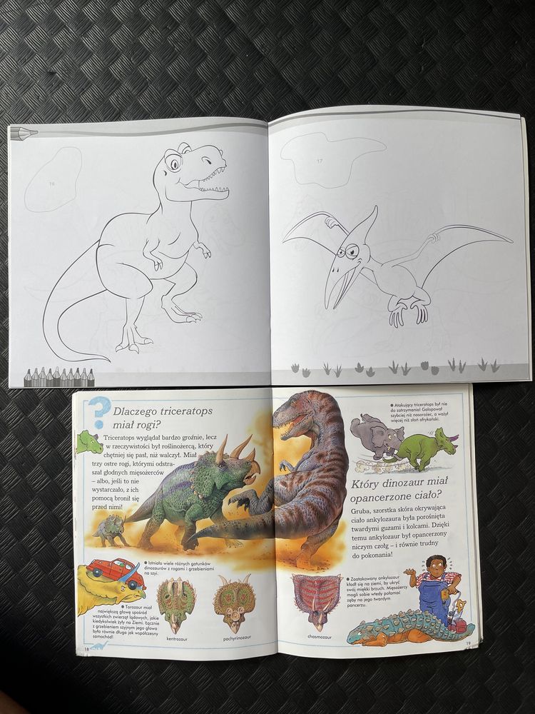 Dinozaur figurka książka kolorowanka naklejki